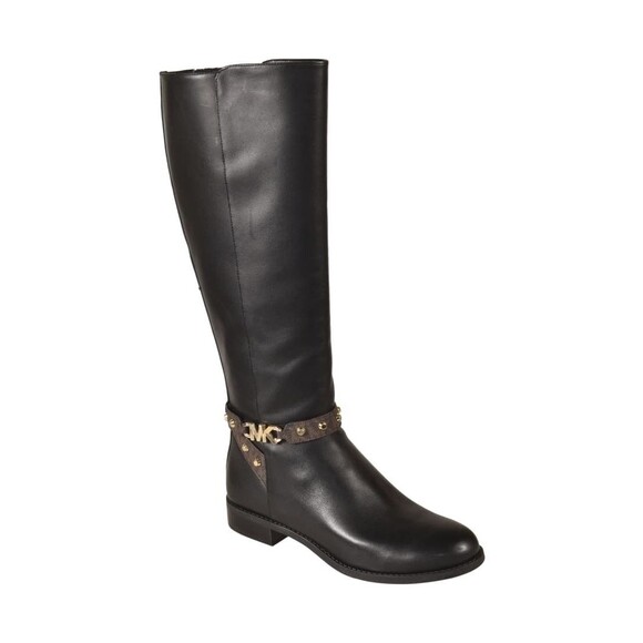 Michael Kors Womens Harland Riding Boot Size 10 Tall Black Brown Leather MK - Picture 3 of 4